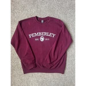 Pemberley Est‎ 1813 Sweatshirt Medium Maroon Jane Austen Crewneck